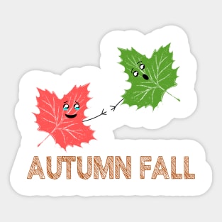 Autumn Fall Funny Maple Leaf Joke Cartoon Design Sticker